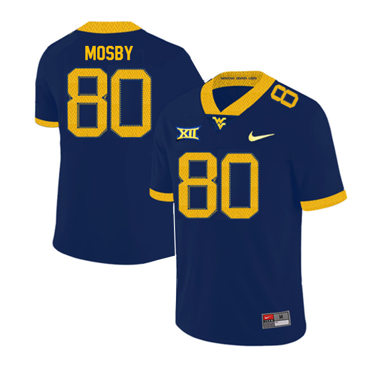 Men #80 Quamaezius Mosby West Virginia Mountaineers College Football Jerseys Sale-Navy - Click Image to Close